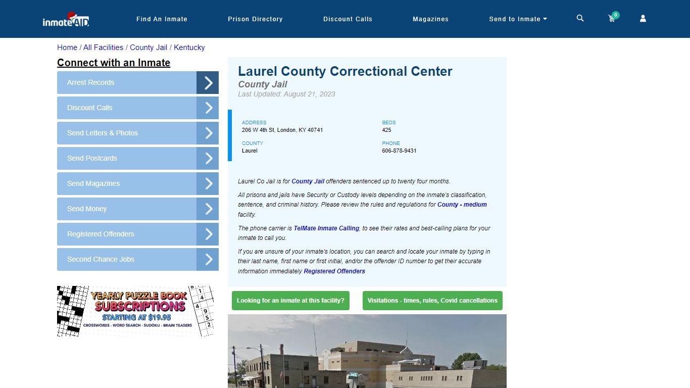 Laurel County Correctional Center - Inmate Locator - London, KY